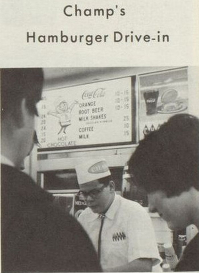 Champs Hamburgers - Vintage Yearbook Ad - 60S And 70S